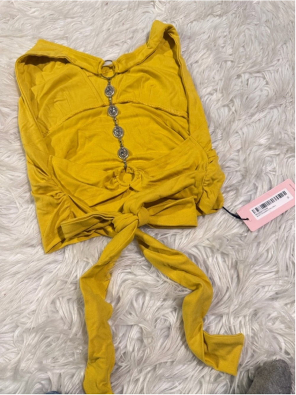 Micas women chic mustard yellow crop top size L CC18/10